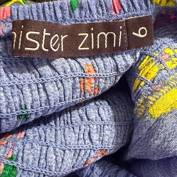 Mister Zimi Blue Meadow Floral Print Abbie Elasticized Smocked   Midi Dress 6 - Picture 7 of 7